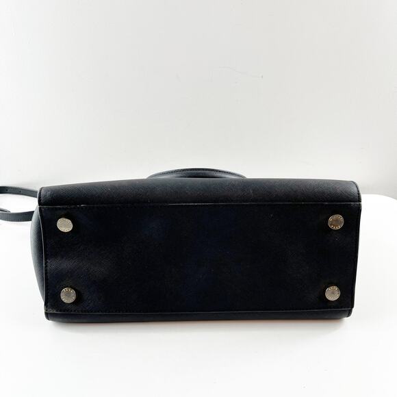 Michael Kors Selma Saffiano Leather Satchel Handbag Purse Black - Picture 5 of 8